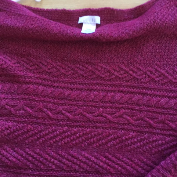 J Jill Magenta Asymmetrical Cable Knit Poncho - Picture 4 of 6